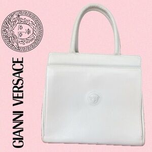 VTG 80’s Gianni Versace Handbag Medusa Embossed Leather Palazzo Empire Luxury